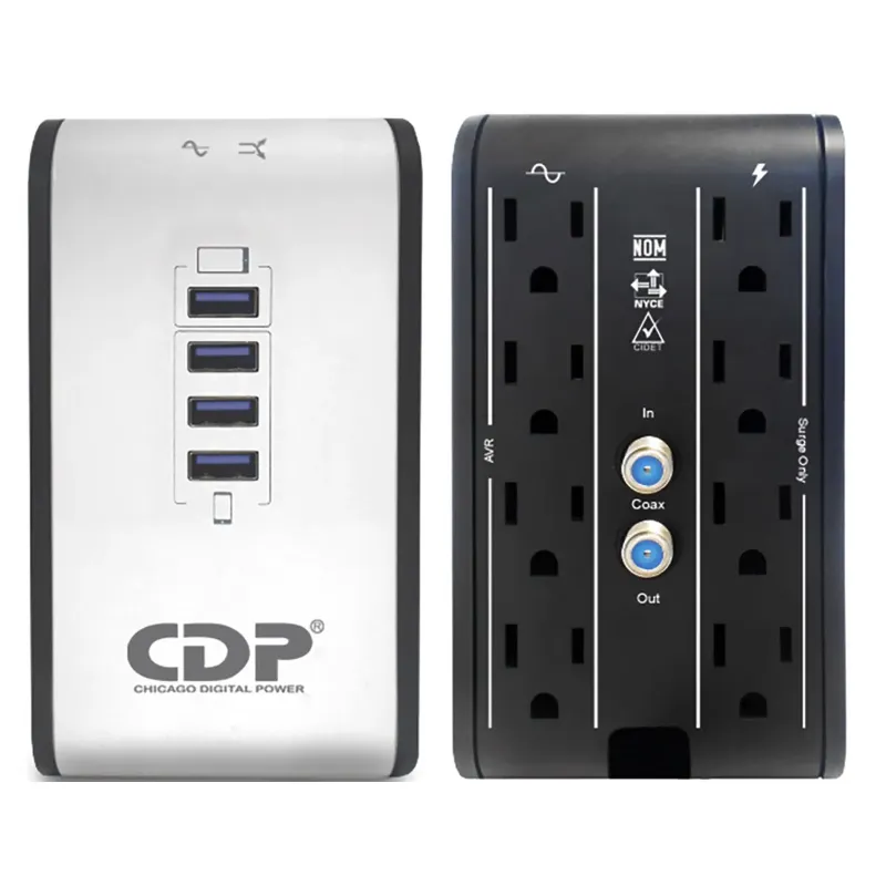 REGULADOR CDP R2CU-AVR1008 1000VA-500W-ENTRADA-SALIDA 110VAC-8 NEMA 5-15R-4USB