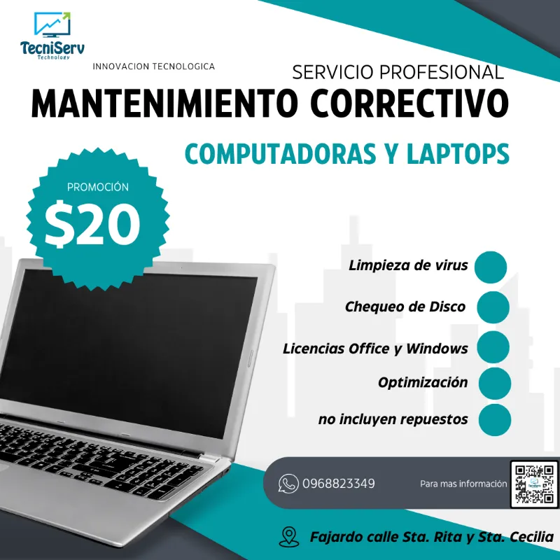 Mantenimieto Correctivo PC/LAPTOP(limpieza de virus, chequeo de disco, office y windows activacion permanente, optimización)