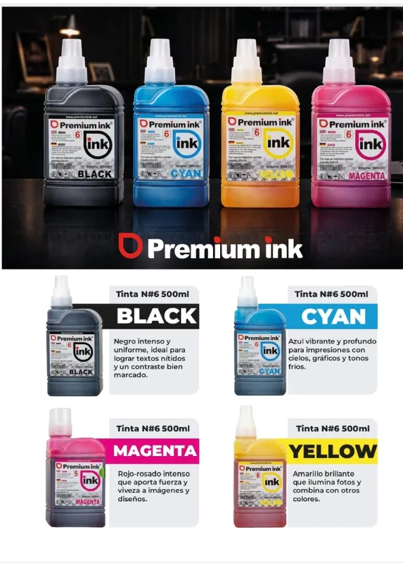 KIT TINTA EP- 6 PREMIUM INK 500ml CMYK